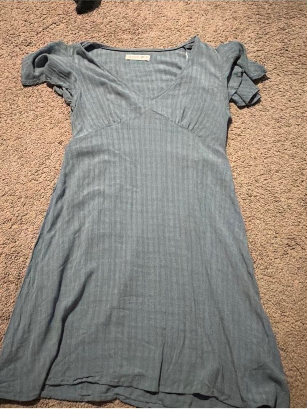 Primark Dusty Blue V-Neck Short Sleeve Knit Dress
